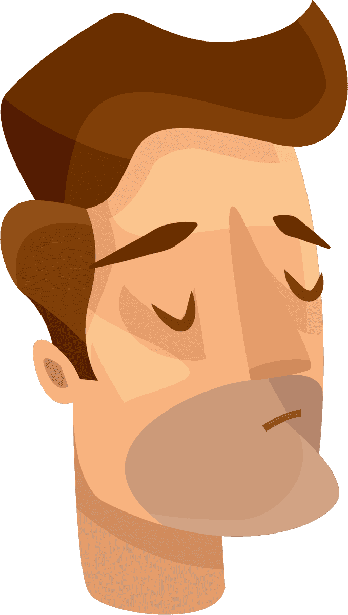 cartoon style avatar illustration of a calm male character with stylish hair