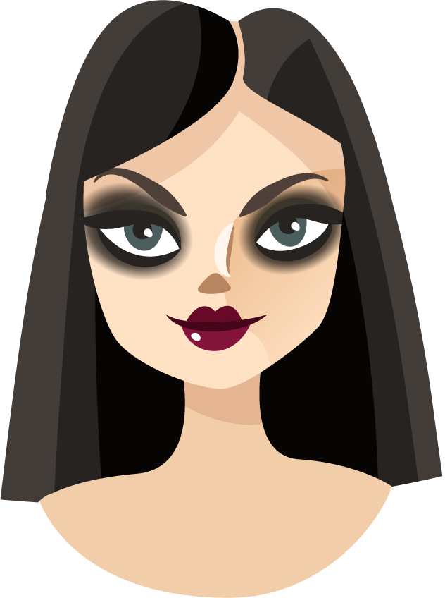 charming cartoon style avatar illustration featuring a glamorous character with striking features