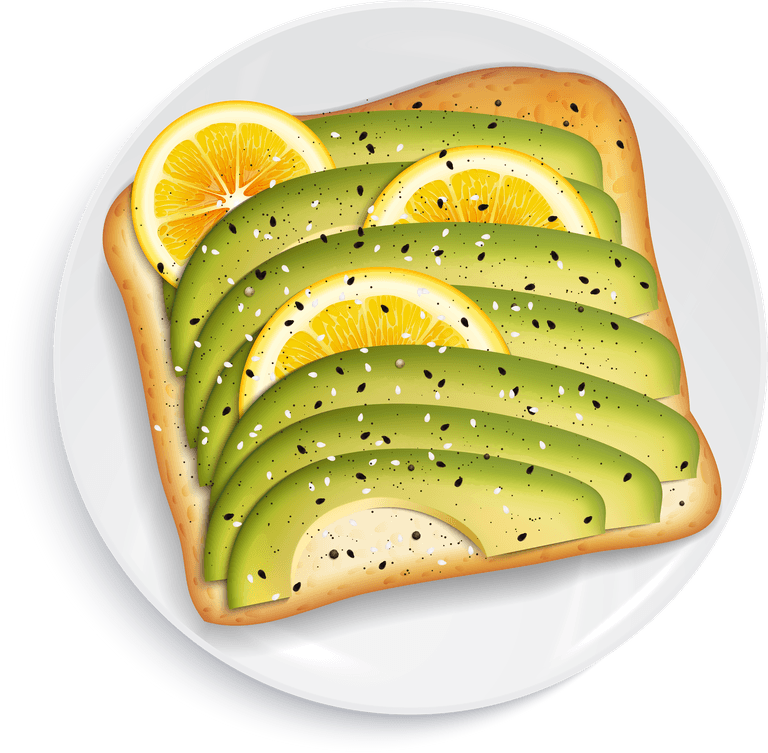 avocado realistic set with avocado fruit oil sandwich guacamole icons isolated white