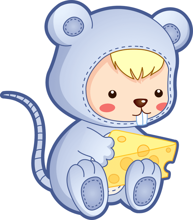 baby dressed up as a mouse cute anthropomorphic zodiac qvector