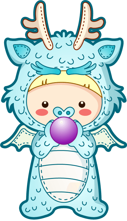 baby dressed up for dragon cute anthropomorphic zodiac qvector
