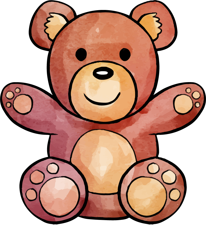 adorable baby elements collection watercolor style featuring cute teddy bear characters