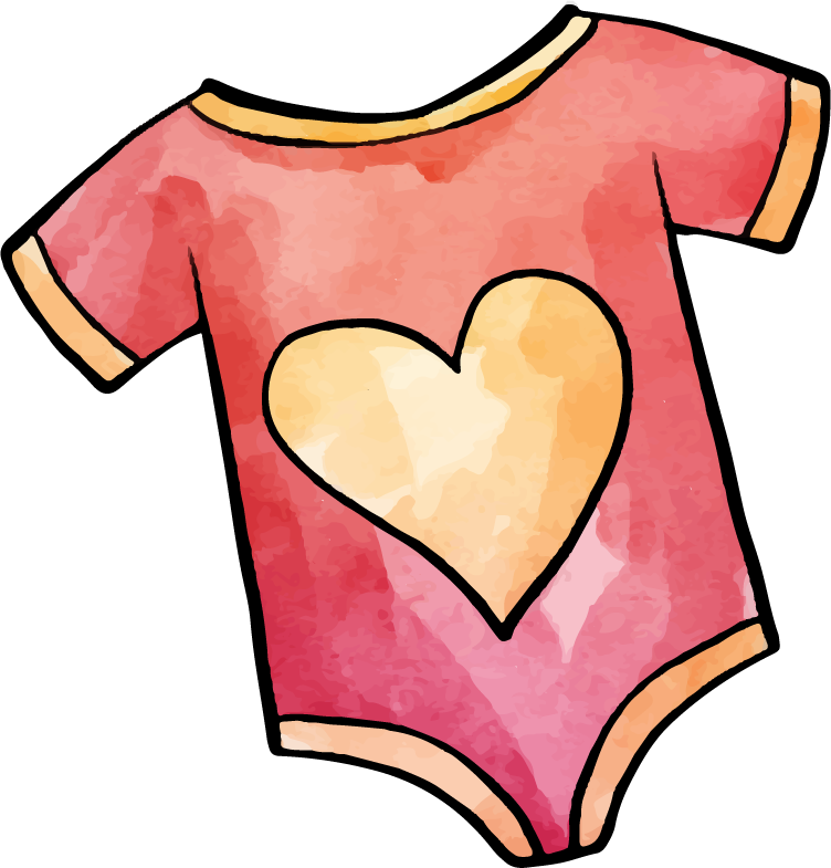 baby elements collection watercolor style featuring cute love-themed onesie for nursery decor