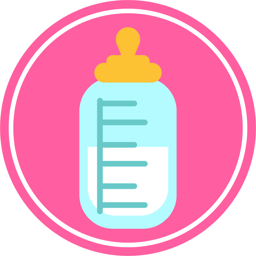 baby elements colored circles isolation featuring a playful bottle icon for childcare needs