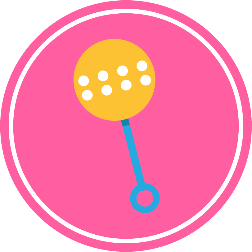 baby elements colored circles isolation with playful rattles for creative projects