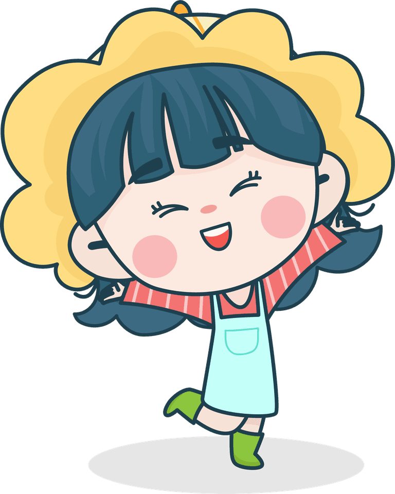 baby girl young smart girl character with different facial expression hand poses