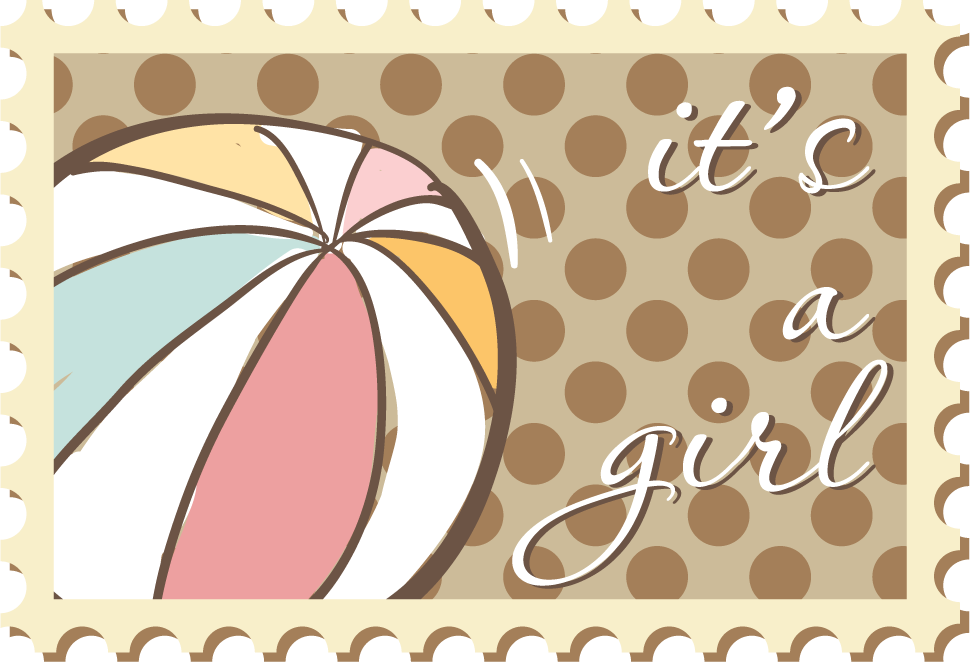 baby stamps graphic vector featuring playful beach ball design for gender reveal celebrations