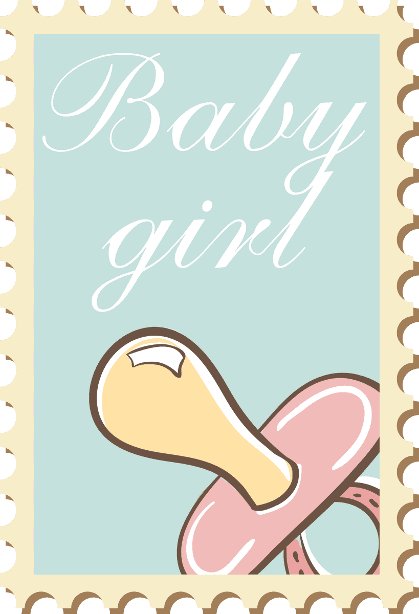 adorable baby stamps graphic vector featuring cute pacifier for baby girl theme