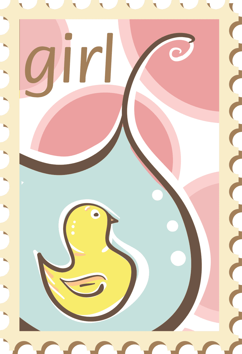 adorable baby stamps graphic vector featuring a cute duckling and playful pastel colors