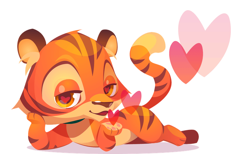 baby tiger characters different pose set cartoon chat bot funny creative emoticon