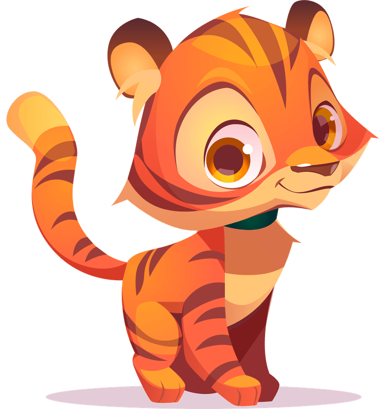 baby tiger characters different pose set cartoon chat bot funny creative emoticon