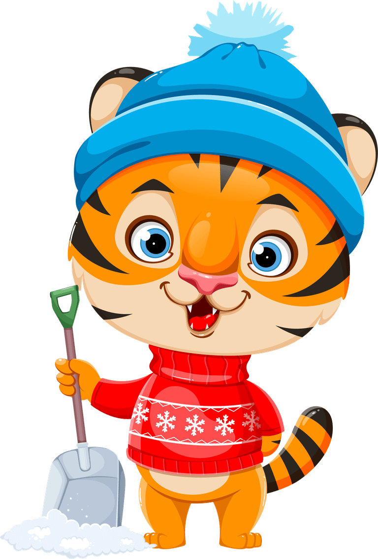 baby tiger cub christmas animals and gifts vector