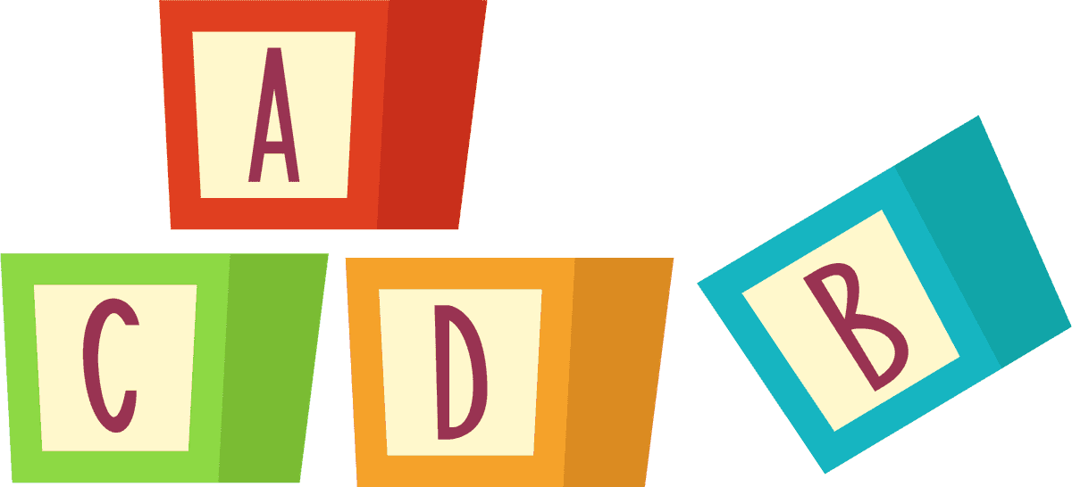 baby toys icons colorful flat blocks with letters for playful learning and creativity