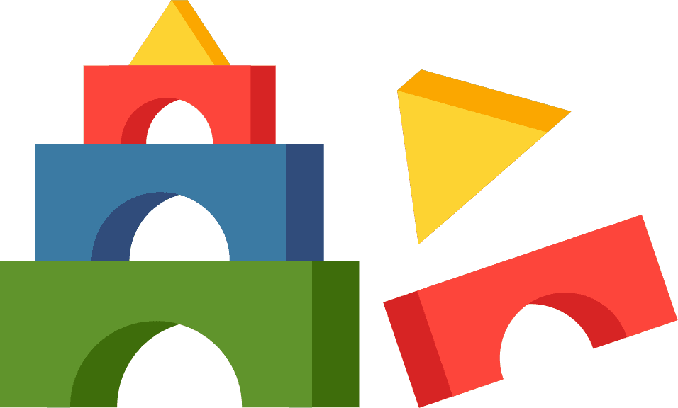 baby toys icons colorful flat design with blocks and shapes for playful learning