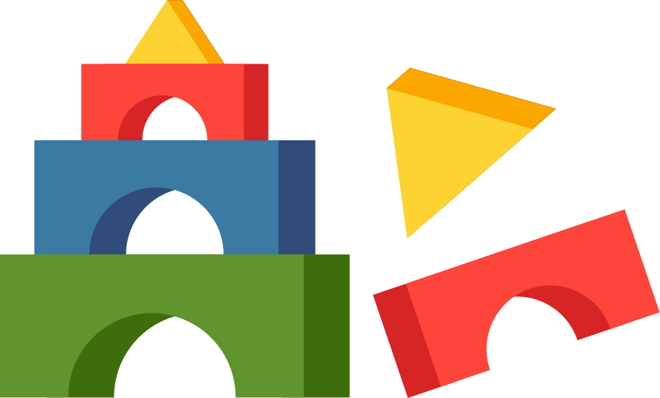 baby toys icons colorful flat design with blocks and shapes for playful learning