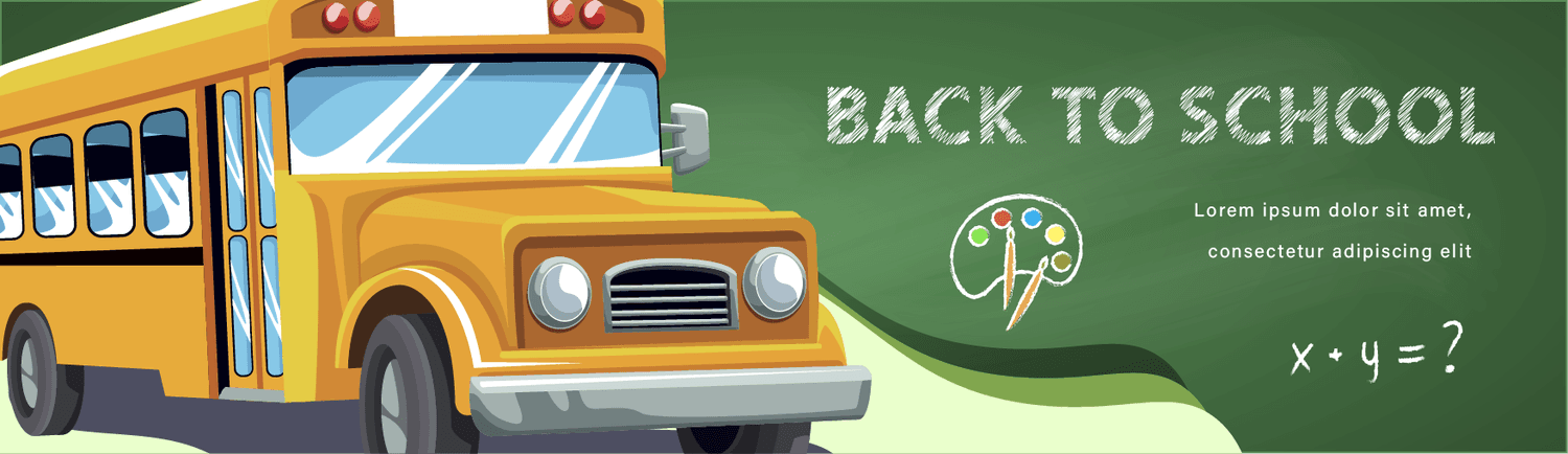 back to school banners in cartoon style with cheerful kids and educational elements