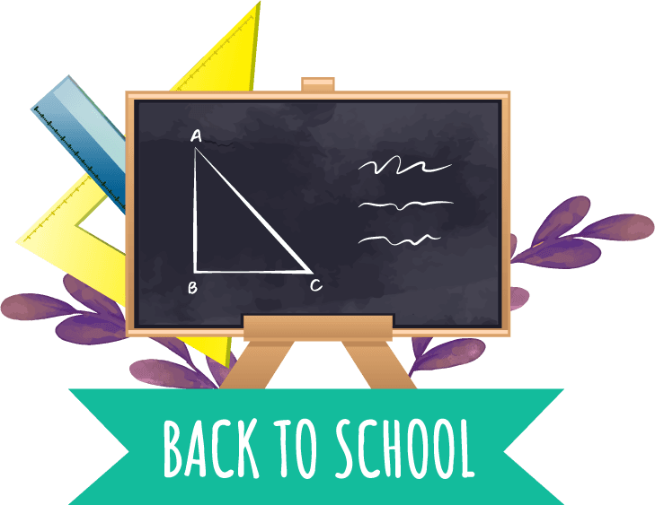 back to school icon collection featuring a chalkboard, stationery, and vibrant elements for students