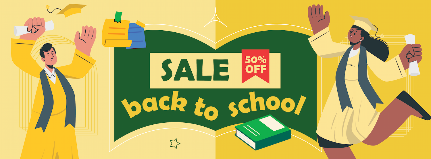 engaging back2school facebook page cover template with vibrant colors and celebratory theme