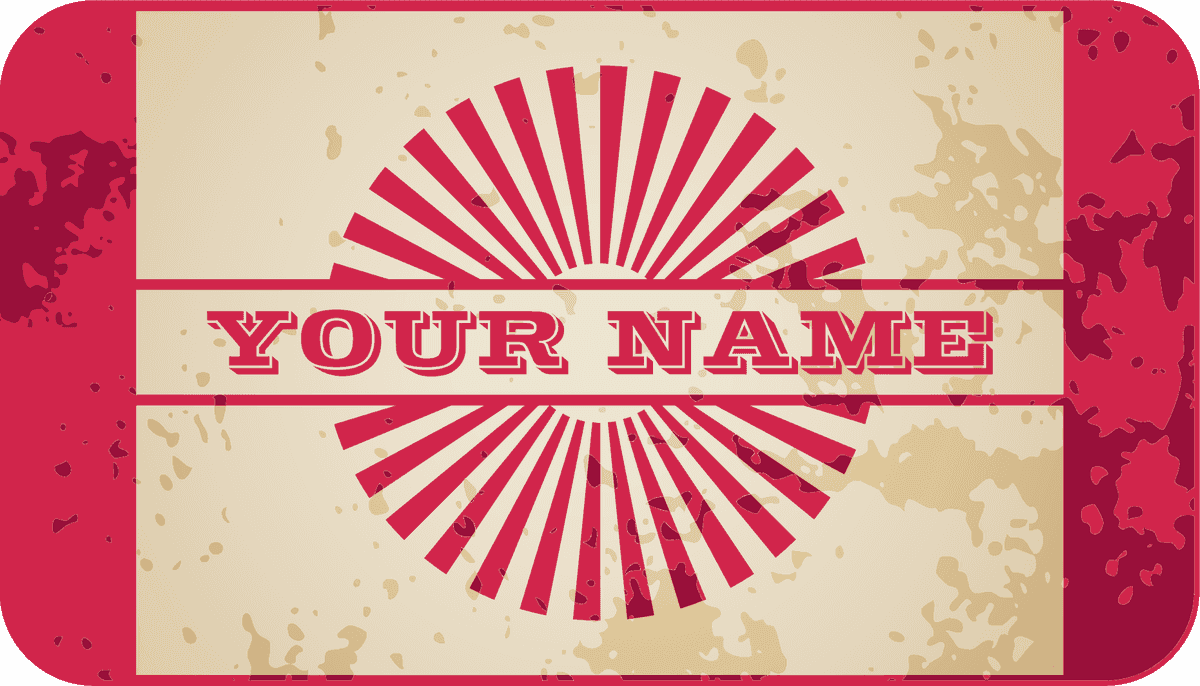 background pattern card vector with retro sunburst and customizable name area for personalized use