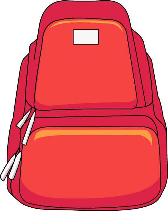 backpack objects icons red sketch classic handdrawn