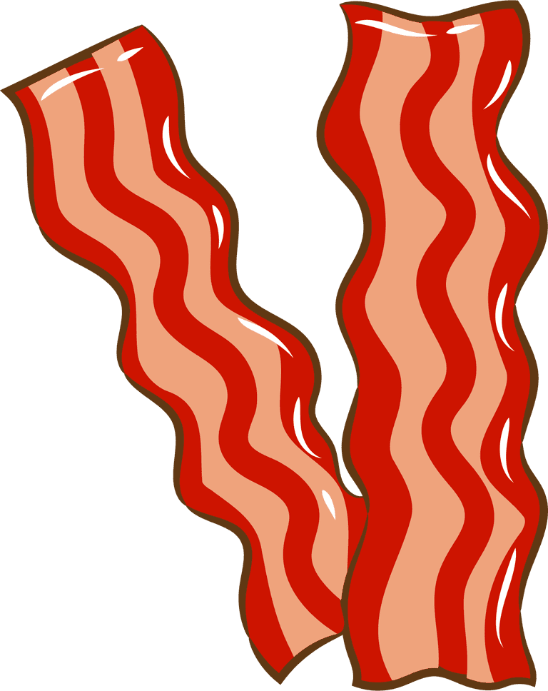 bacon cartoon colorful bacon and egg breakfast set isolated on white background