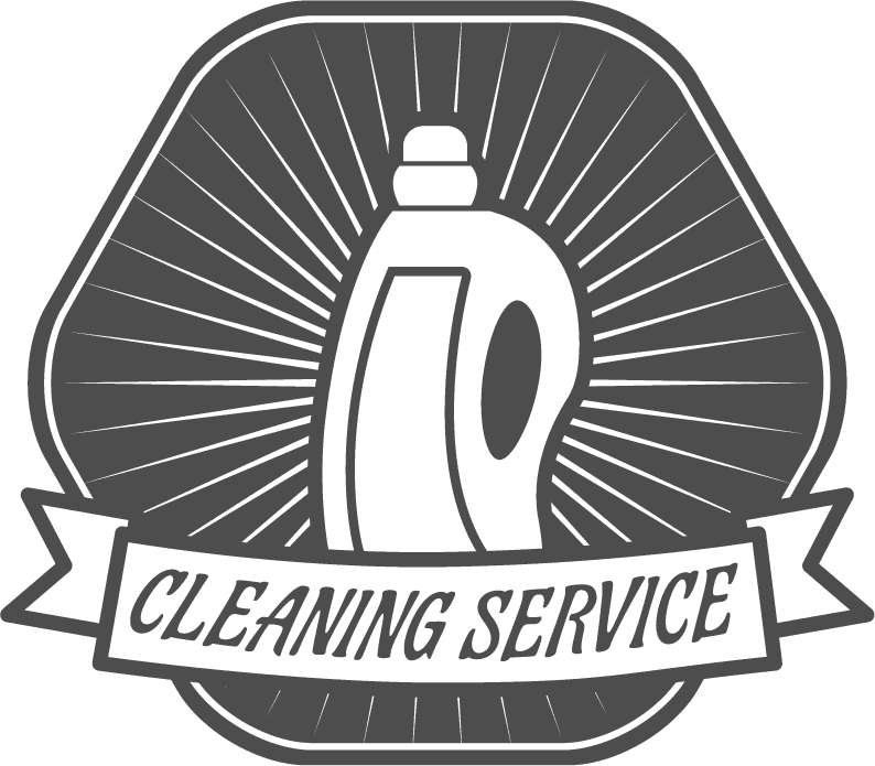 Black and white cleaning service badges