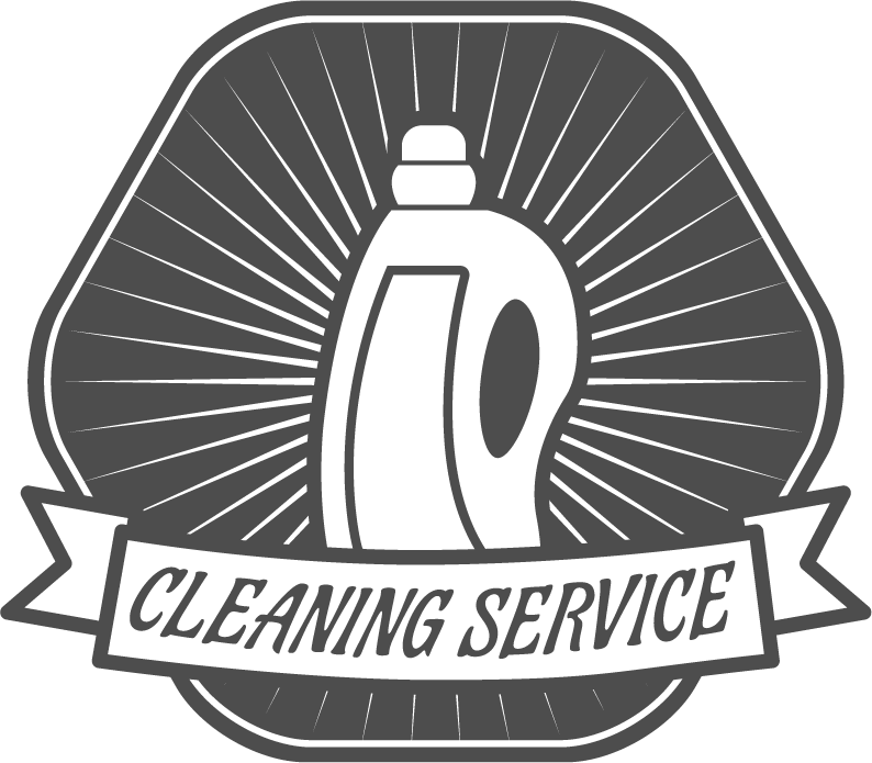 Black and white cleaning service badges