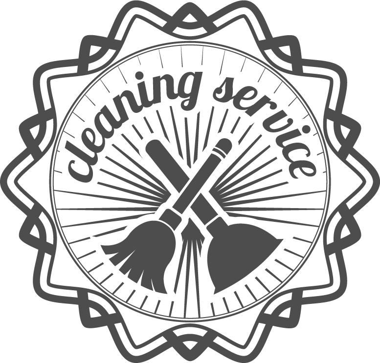 Black and white cleaning service badges