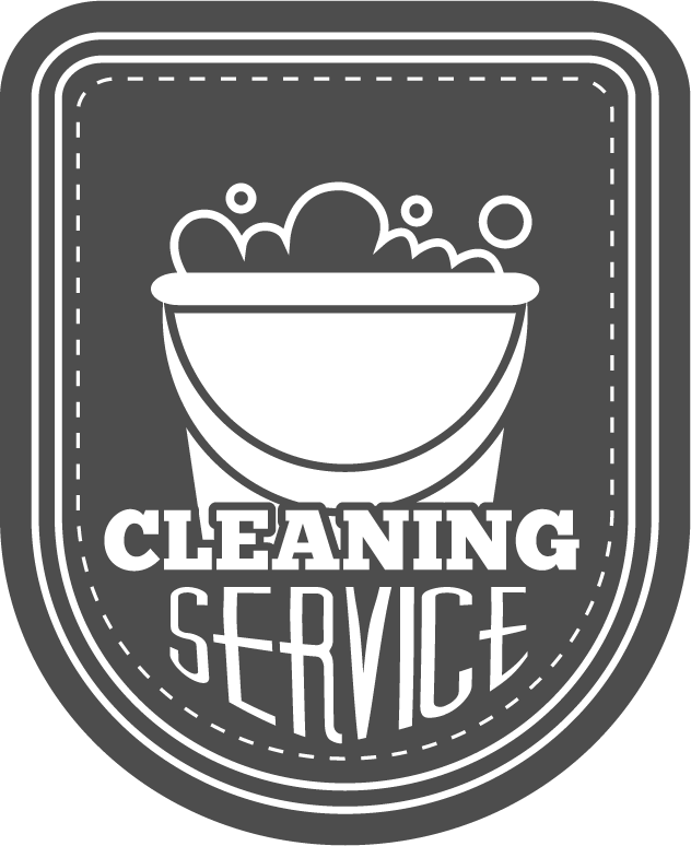 Black and white cleaning service badges