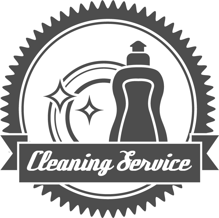 Black and white cleaning service badges