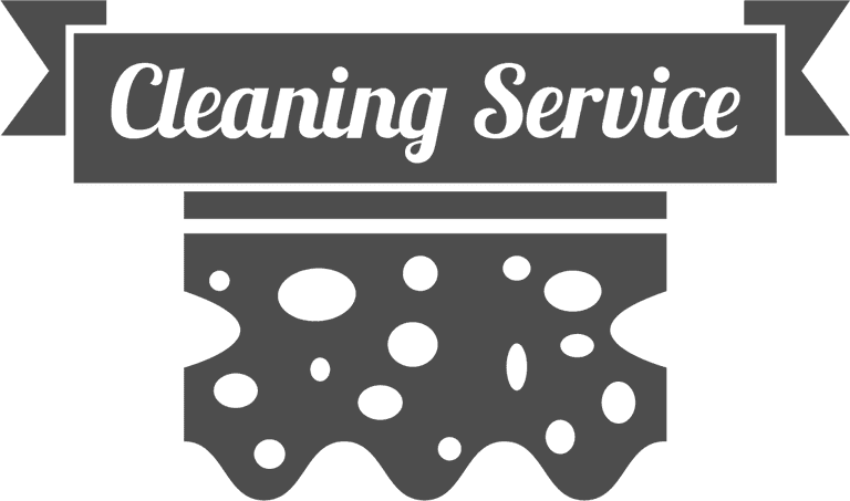 Black and white cleaning service badges
