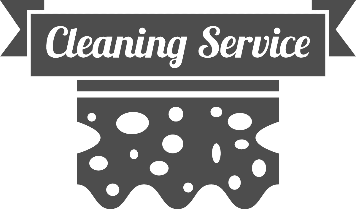 Black and white cleaning service badges