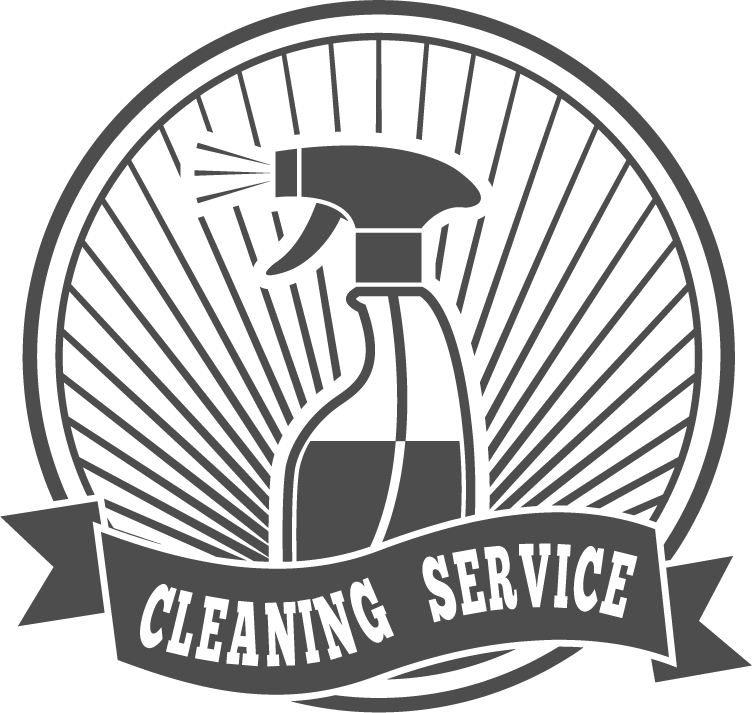 Black and white cleaning service badges