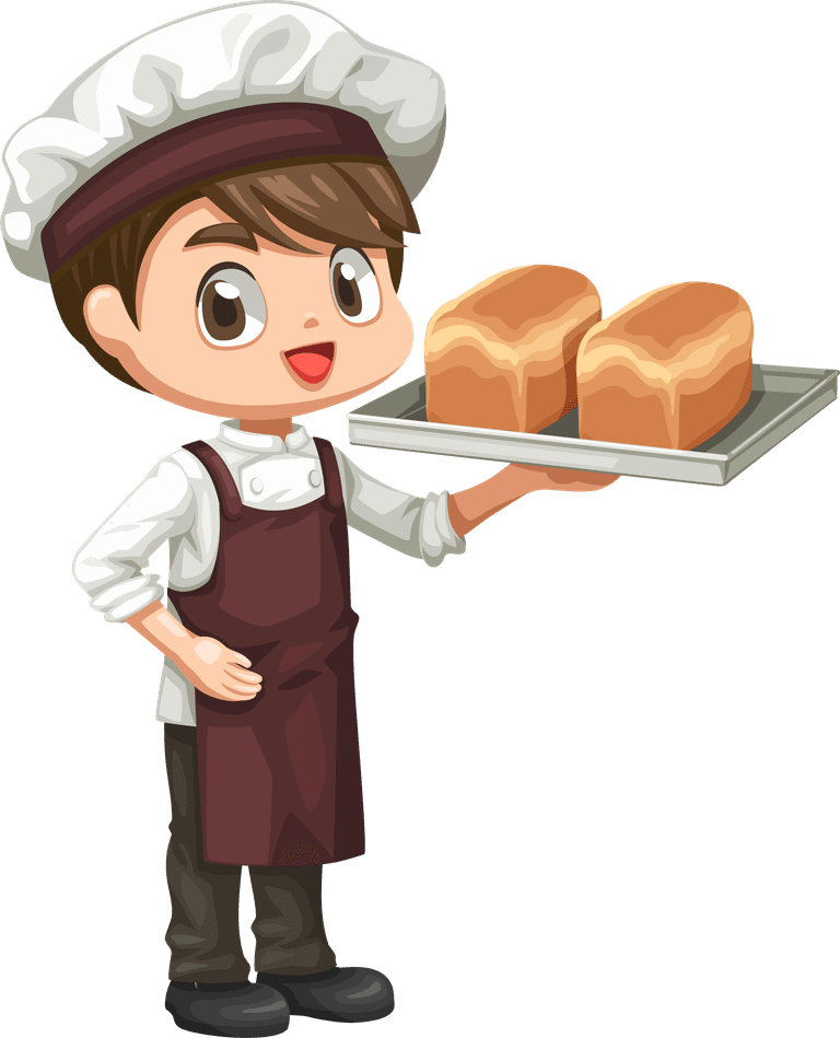 baker bundle set happy young baker man wears his uniform