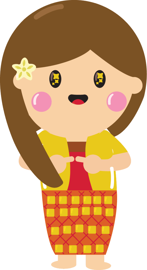 bali girl stickers icons collection cute cartoon character sketch