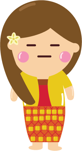 bali girl stickers icons collection cute cartoon character sketch