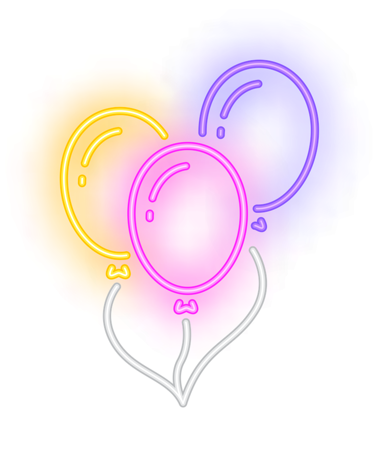 balloons symbols set neon style for vibrant celebrations and festive occasions