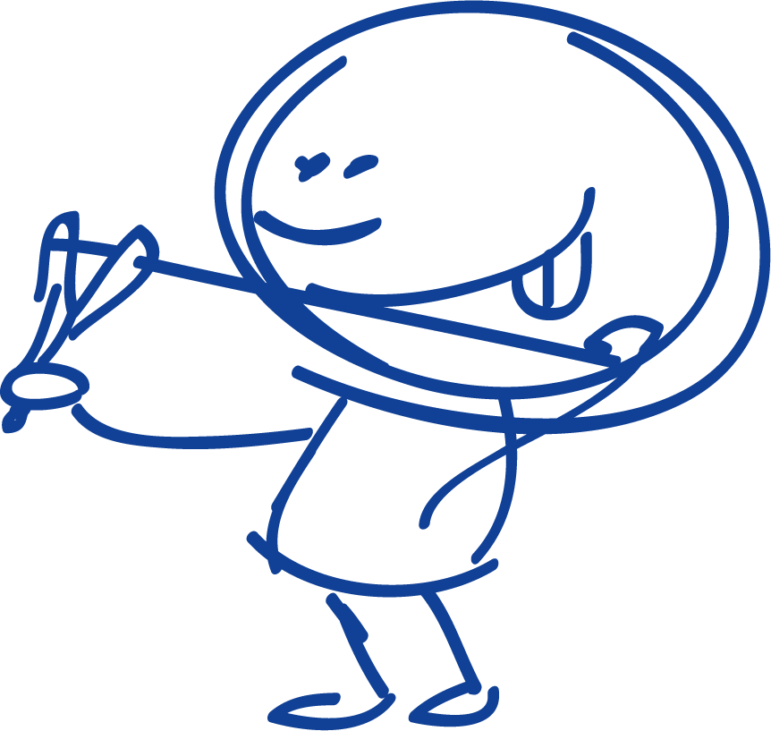 ballpoint pen drawing cartoon clip of a cheerful character holding a pencil