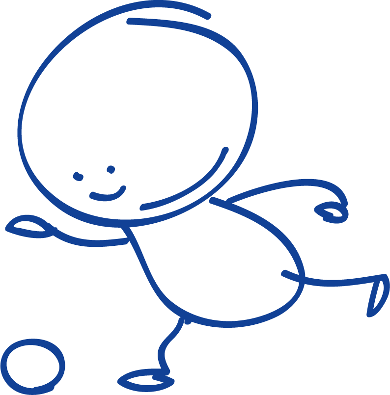 playful ballpoint pen drawing cartoon clip of a happy child with a ball