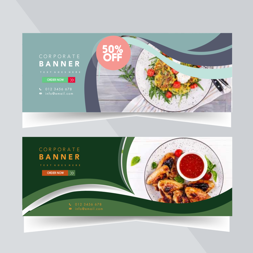 banner food patterns and textures for promotional offers and restaurant marketing strategies