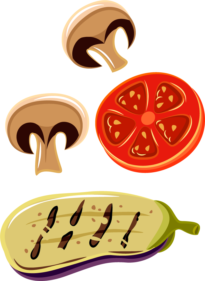 barbecue icon kitchen tools food illustrations featuring grilled vegetables and mushrooms