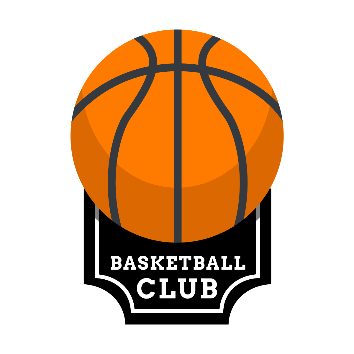 basketball sport club logo emblem featuring a ball above a badge banner