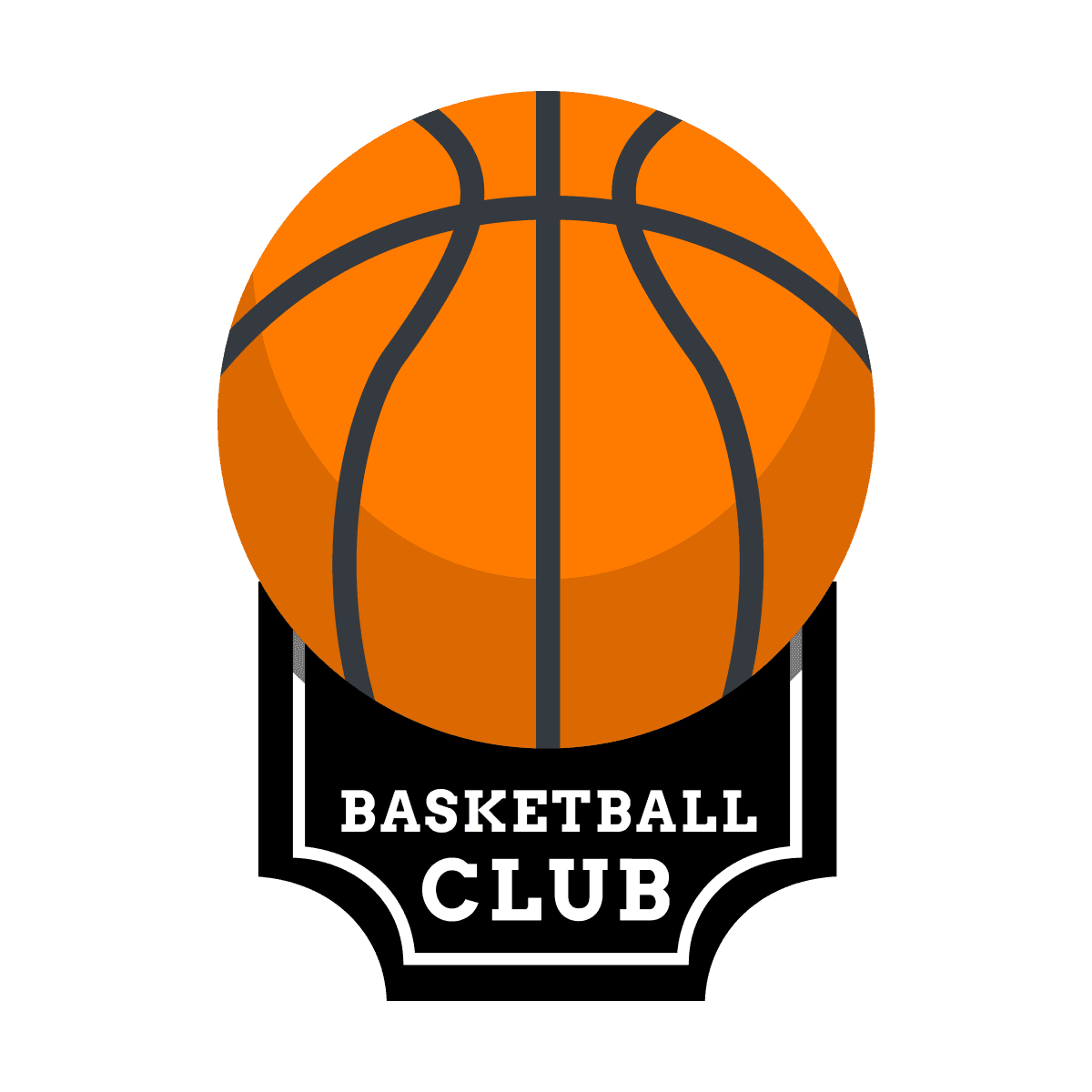 basketball sport club logo emblem featuring a ball above a badge banner