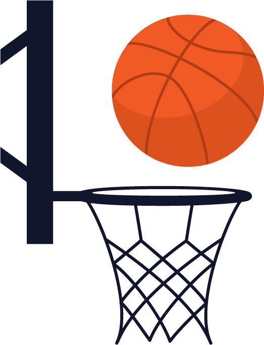 basketball elements colored symbols