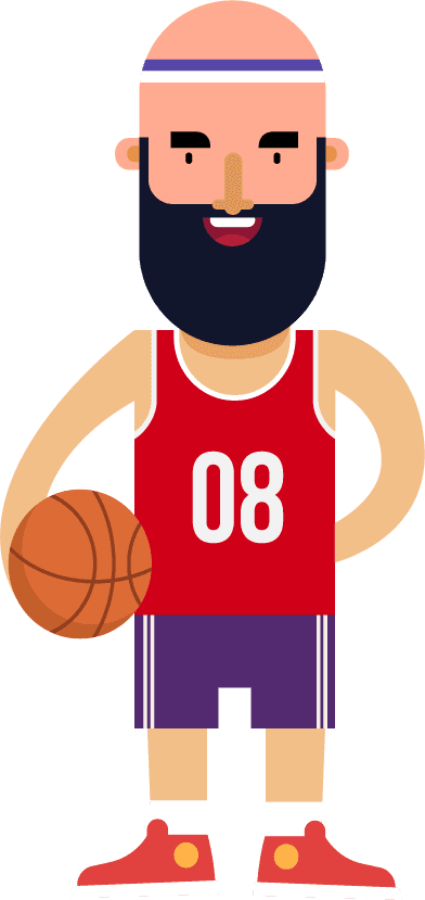 basketball players basketball elements colored symbols