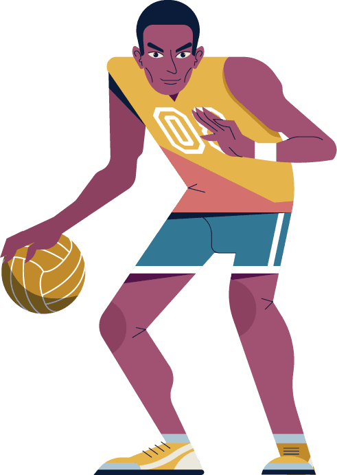 basketball players sports icons cartoon characters sketch colorful dynamic 