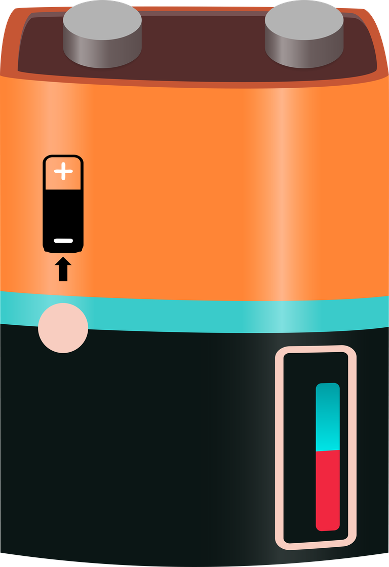 simple battery type illustration with color-coded indicators and clear functionality for educational use