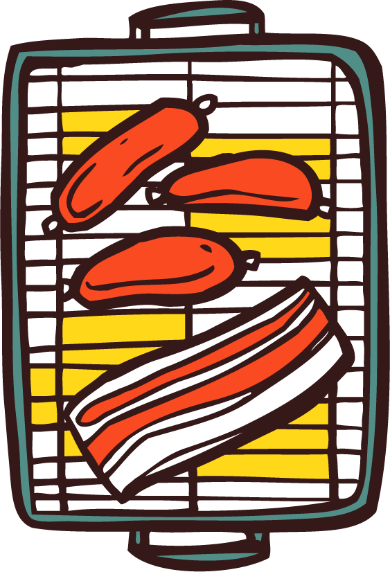bbq grill colored icons food vegetables