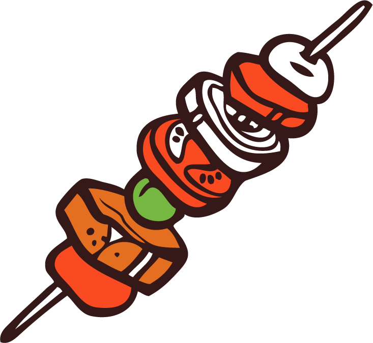 bbq grill colored icons food vegetables