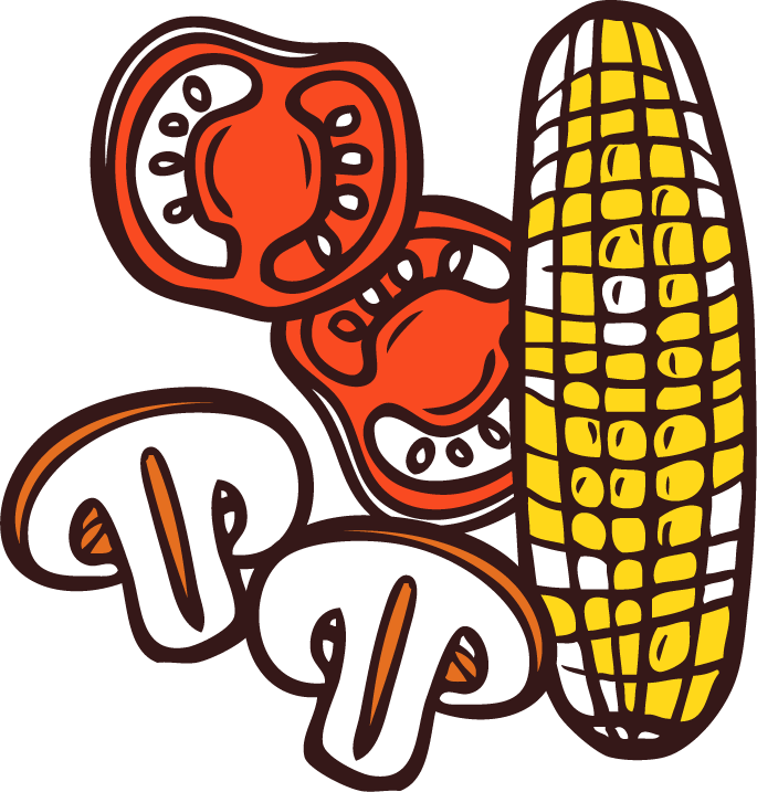 bbq grill colored icons food vegetables
